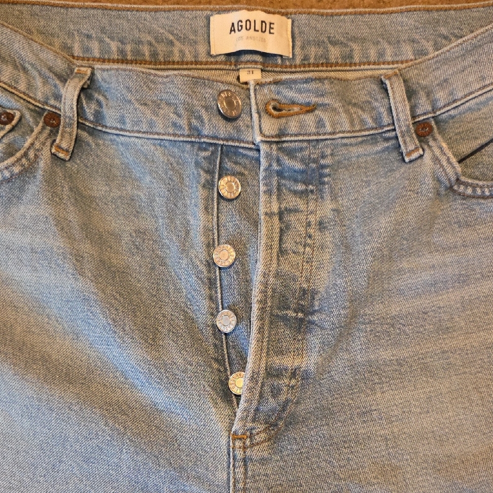 Agolde Sky Blue Button-Fly Jeans